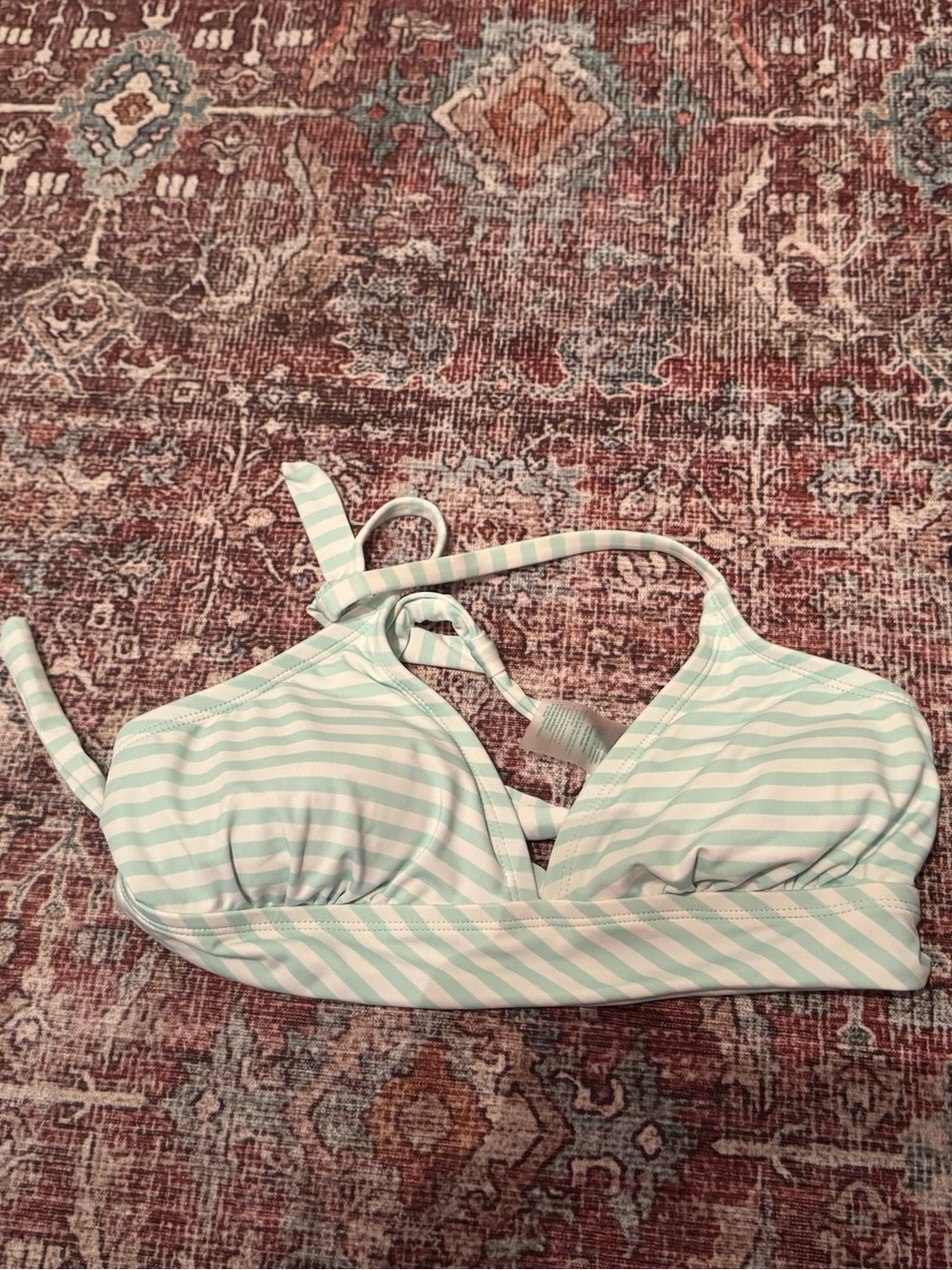 Carve Designs Mint and White Striped Swim Top